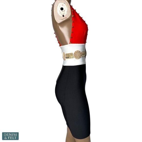 Valiant Paris Studded Embellished Bandage Dress Red/White/Black Small ~ NEW/NWT! - Picture 5 of 16